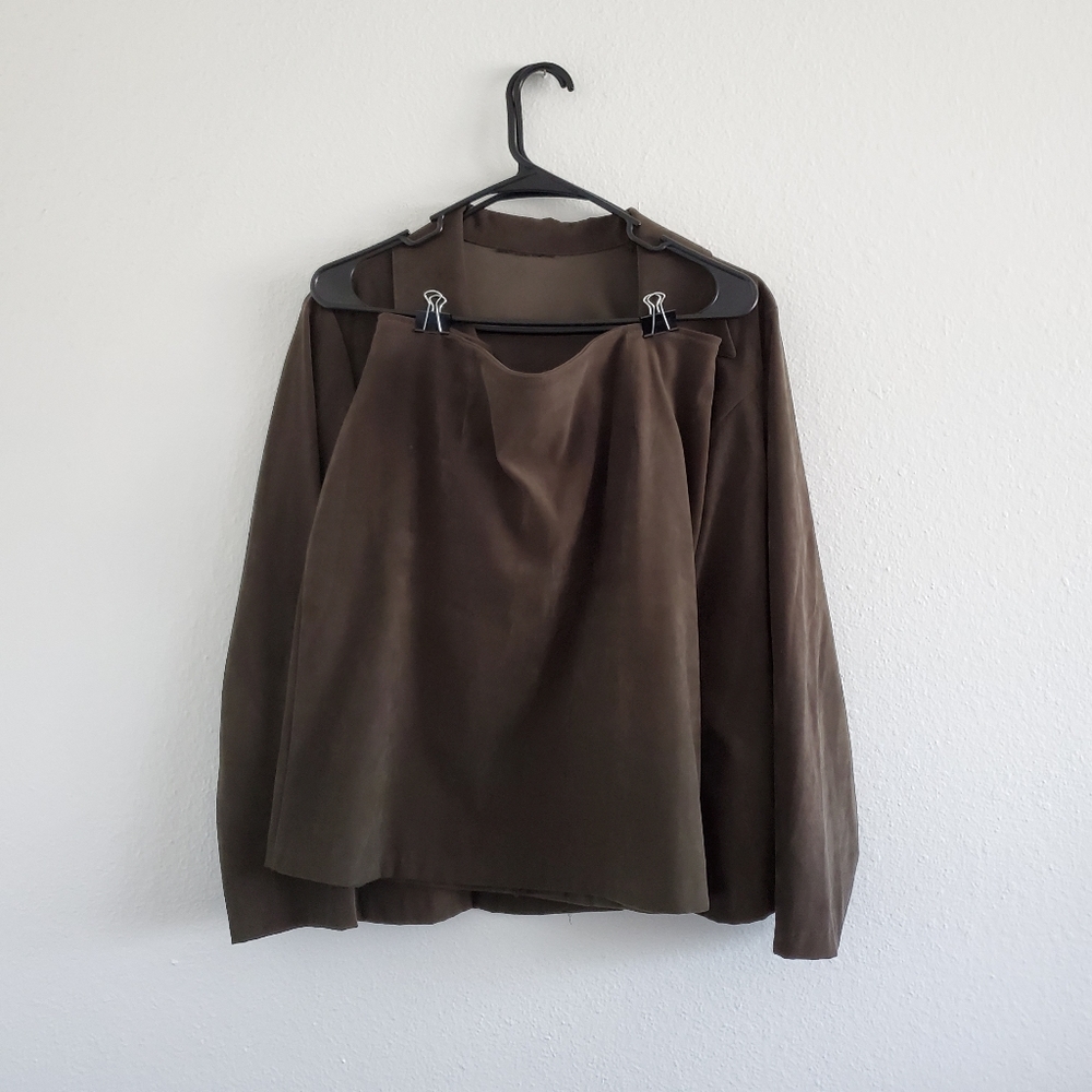 Dark Olive Green Skirt Suit Set